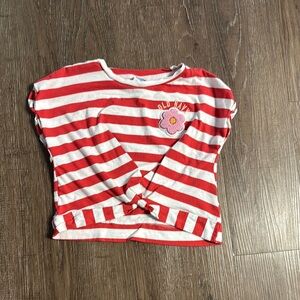 Old Navy Red and White Striped Short Sleeve Tee